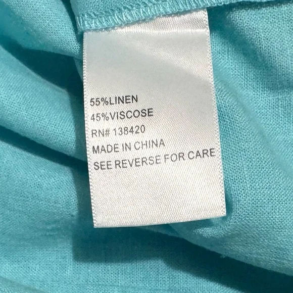 Etcetera Blue Linen Blend Dress with White Embroidery - Picture 4 of 5